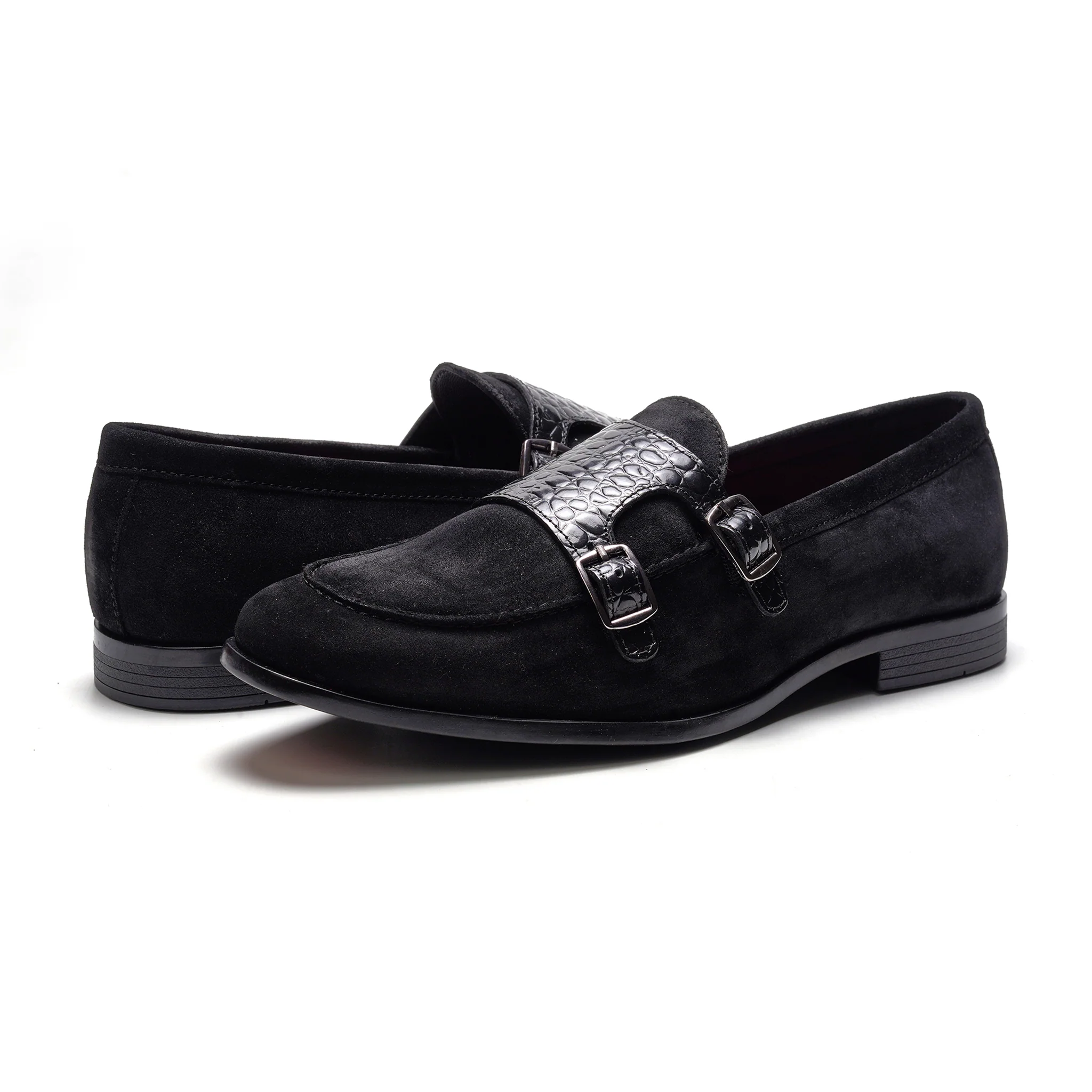 Virtuoso Double Monk Loafer // Black Croco - Image 6