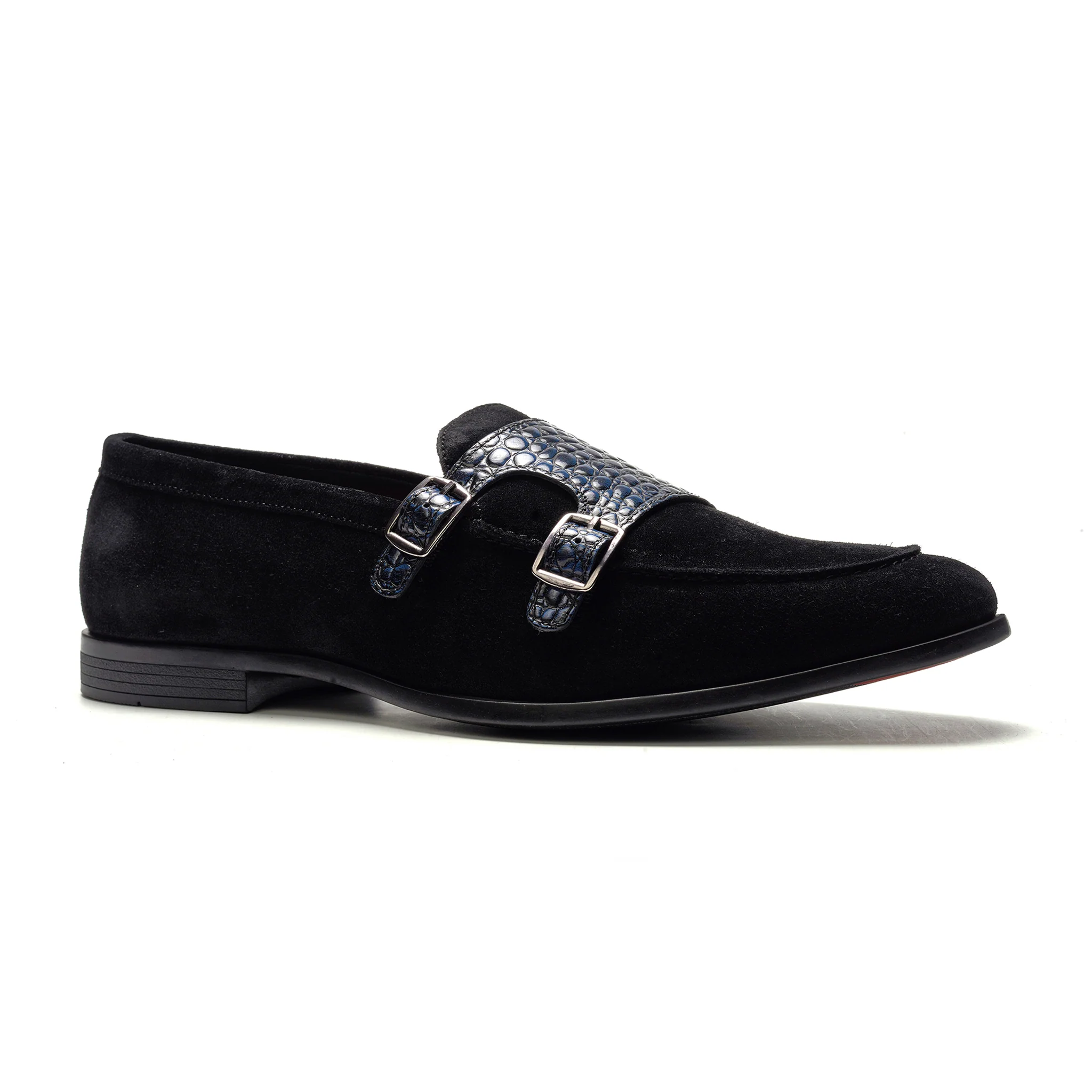 Virtuoso Double Monk Loafer // Navy Croco - Image 2