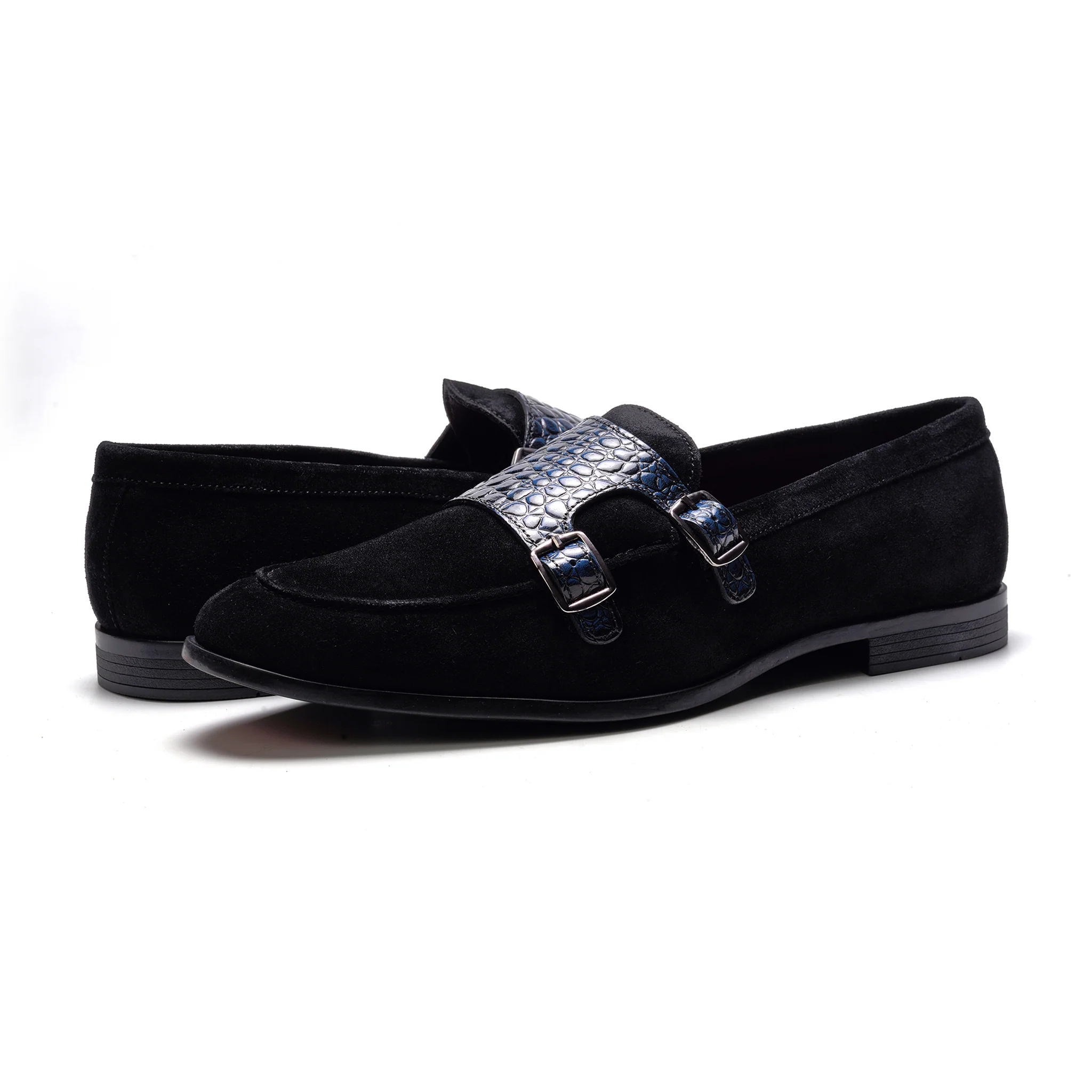 Virtuoso Double Monk Loafer // Navy Croco - Image 6