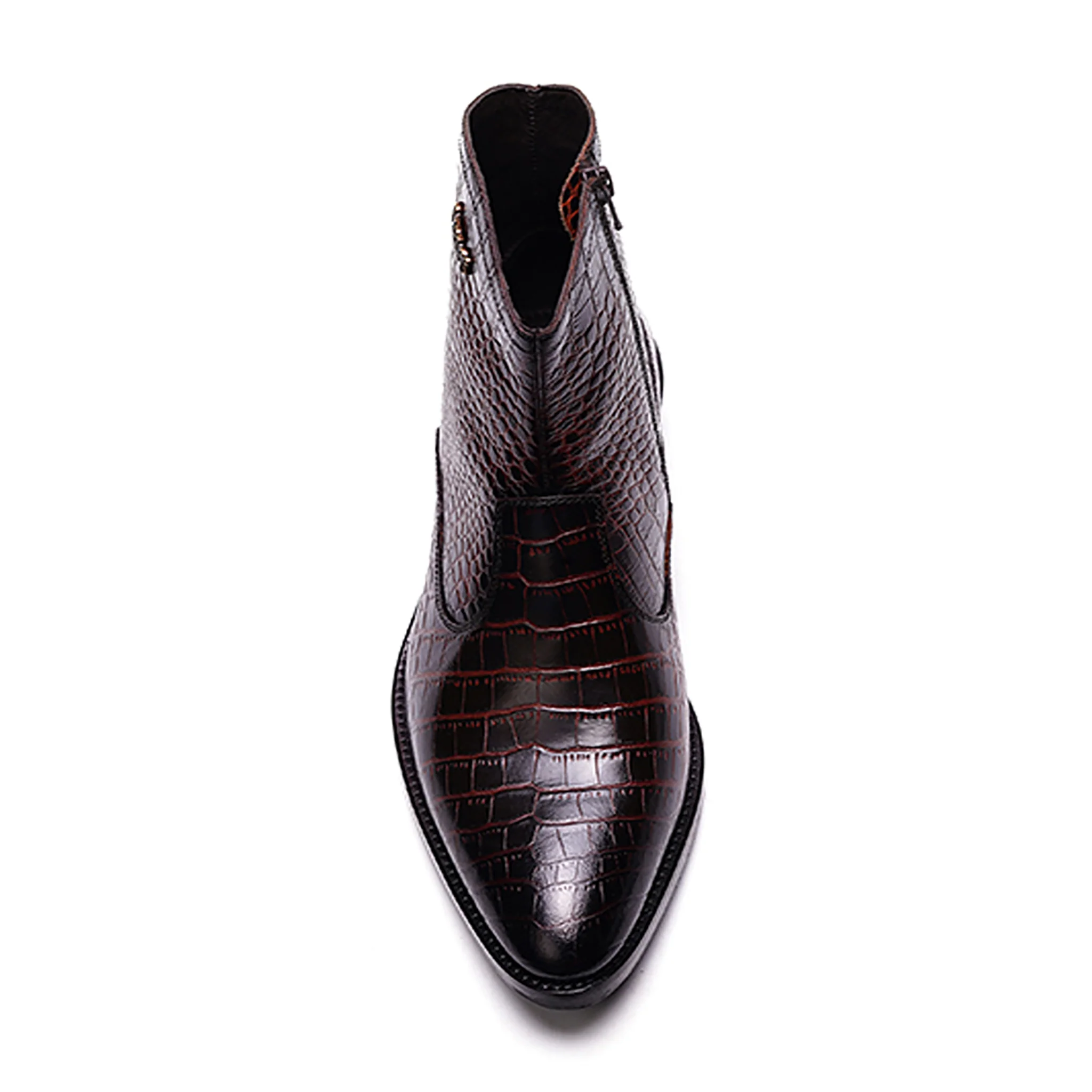 Zappa Cowboy Boot // Croco Brown Leather - Image 3