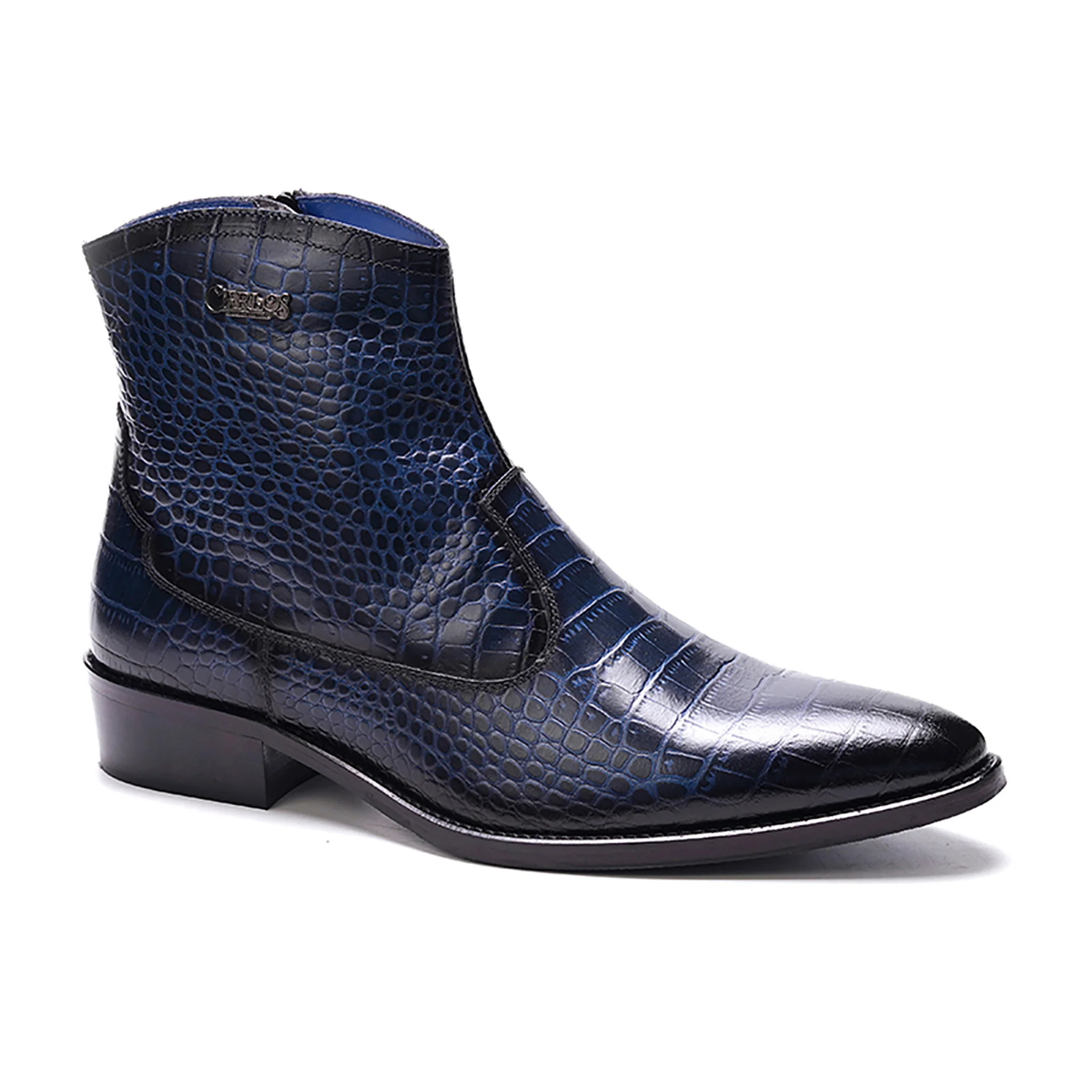 Zappa Cowboy Boot // Croco Navy Blue Leather - Image 2