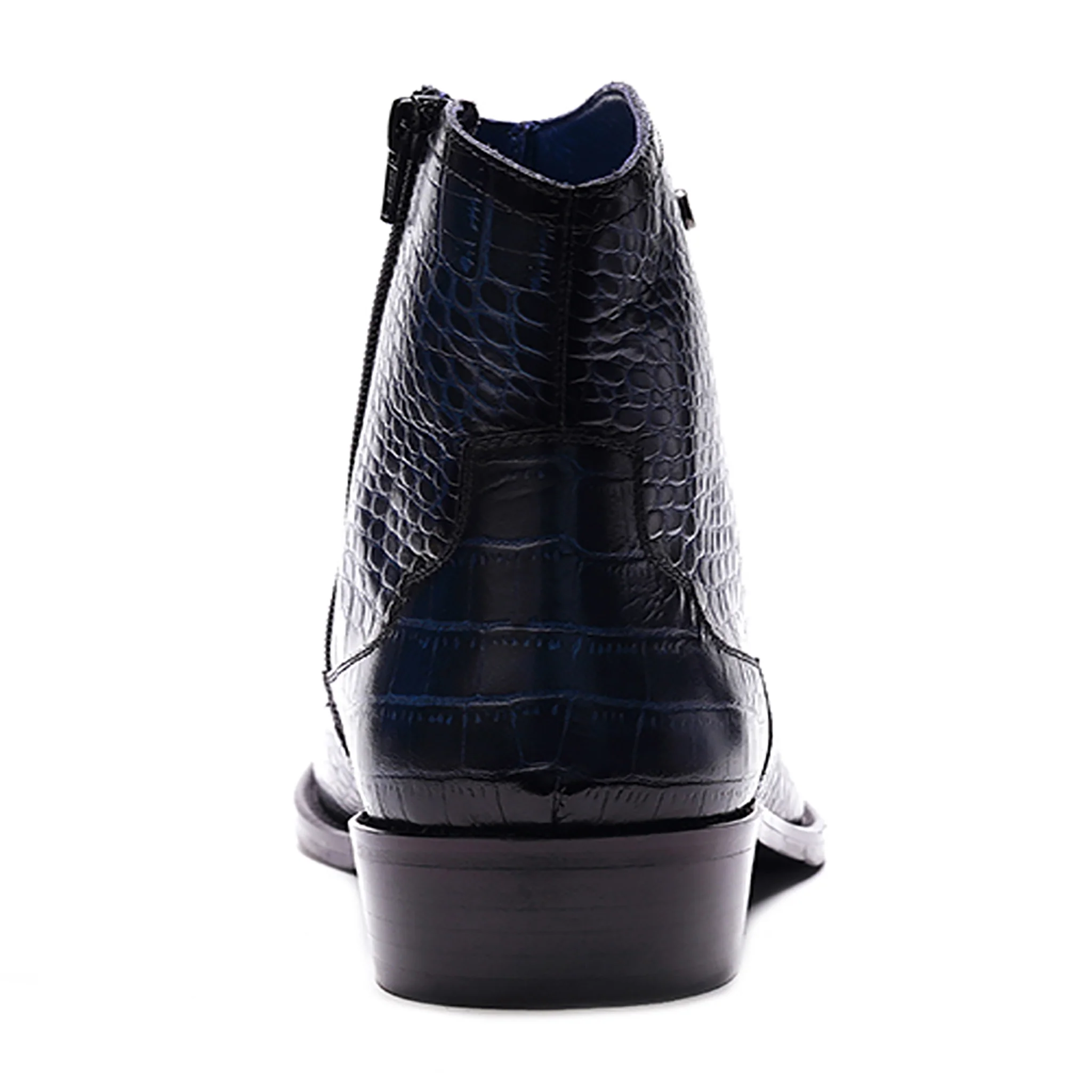 Zappa Cowboy Boot // Croco Navy Blue Leather - Image 4