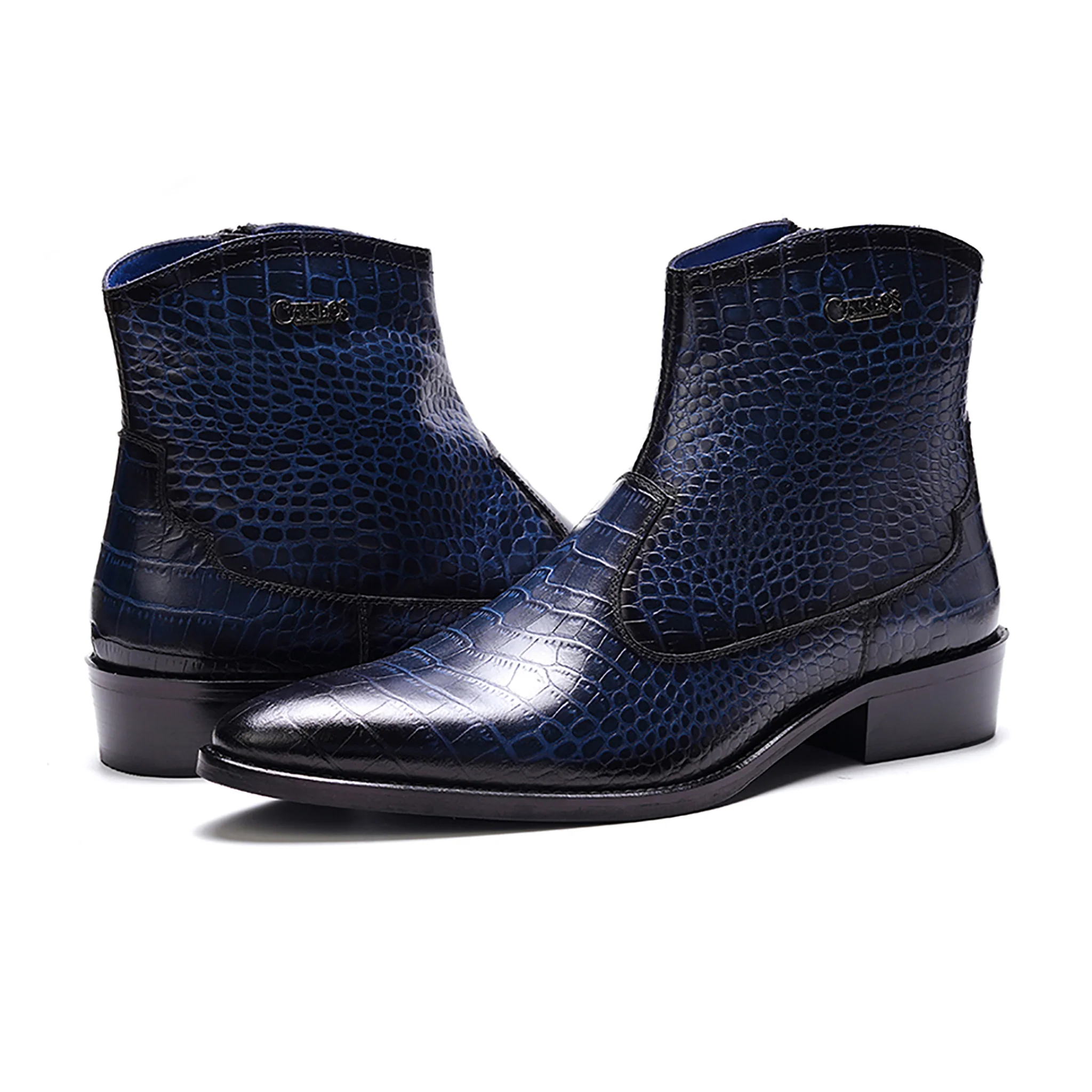 Zappa Cowboy Boot // Croco Navy Blue Leather - Image 6